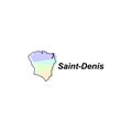 Map of Saint Denis City design illustration, vector symbol, sign, outline, World Map International vector template on white