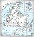 Map of Saint Pierre and Miquelon, vintage engraving