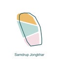 Map of Samdrup Jongkhar geometric line modern design template, illustration vector of Bhutan Map Royalty Free Stock Photo