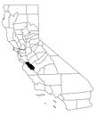 Map of San Benito County in California state on white background. single County map highlighted by black colour on California map