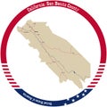 Map of San Benito County in California, USA