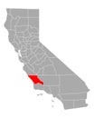 Map of San Luis Obispo in California