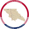 Map of San Luis Obispo County in California, USA