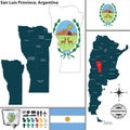 Map of San Luis Province, Argentina Royalty Free Stock Photo