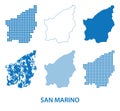 Map of San Marino - vector set of silhouettes in different patterns