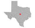 Map of San Saba in Texas