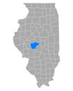 Map of Sangamon in Illinois Royalty Free Stock Photo