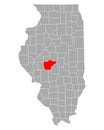 Map of Sangamon in Illinois Royalty Free Stock Photo