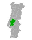 Map of Santarem in Portugal