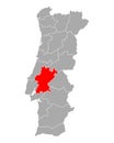 Map of Santarem in Portugal