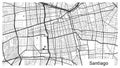 Map of Santiago city, Chile. Horizontal background map poster black and white, 1920 1080 proportions