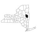 Map of Saratoga County in New York state on white background. single County map highlighted by black colour on New york map