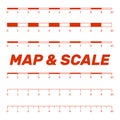 Map scales graphics for measuring distances. Scale measure map v