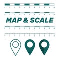 Map scales graphics for measuring distances. Scale measure map v