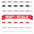 Map scales graphics for measuring distances. Scale measure map v