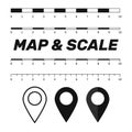 Map scales graphics for measuring distances. Scale measure map v