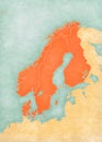 Map of Scandinavia - Norway, Sweden, Finland and Denmark Royalty Free Stock Photo