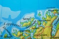 Map section showing Hammerfest Norway.. Royalty Free Stock Photo