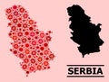 Map of Serbia - Composition of Covid Biohazard Infection Items