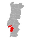 Map of Setubal in Portugal