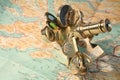 Map and sextant Royalty Free Stock Photo