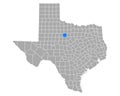 Map of Shackelford in Texas Royalty Free Stock Photo