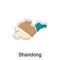 Map of Shandong High Quality is a province of China map, black and white detailed outline regions of the country. Vector