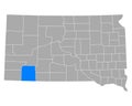 Map of Shannon in South Dakota