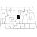 Map of Sheridan County in North Dakota state on white background. single County map highlighted by black colour on North Dakota