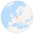 Map showing the location of the city Langenhagen in Germany on the earth globe. Royalty Free Stock Photo