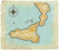 A map of Sicily is in age-old style