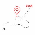 Map sign. Destination. Delivery icon, paths, geo-tagging. Route line icon. Navigation outline. Location linear, GPS symbol