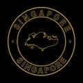 Map of Singapore, Golden Stamp Black Background