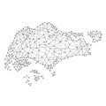 Map of Singapore from polygonal black lines, dots of vector illustration Royalty Free Stock Photo