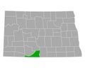 Map of Sioux in North Dakota