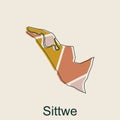 Map of Sittwe geometric vector illustration Royalty Free Stock Photo