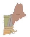 Map of the Six New England States in Northeastern United States Drawing