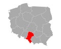 Map of Slaskie in Poland