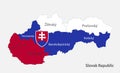 Map of the Slovak Republic in the colors of the flag Slovakia with administrative divisions