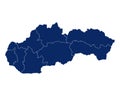 Map of Slovakia with regions and borders