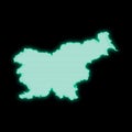 Map of Slovenia, old green computer terminal screen