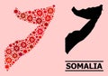 Map of Somalia - Collage with Covid-2019 Biohazard Infection Icons