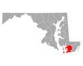 Map of Somerset in Maryland