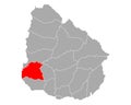 Map of Soriano in Uruguay