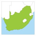 Map of South Africa green highlighted with neighbor countries