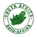 Map of South Africa, Postal Stamp, Sustainable development, CO2 emission concept
