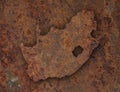 Map of South Africa on rusty metal