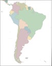 Map of South America continent with countries Royalty Free Stock Photo