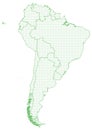 Map of South America with green outline and dotted surface Royalty Free Stock Photo