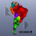 Map South America showing states in polygonal